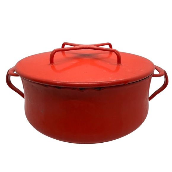 Vintage Dansk Kobenstyle Enamelware Red Dutch Oven/Casserole Round, France 8.5" - Picture 9 of 12